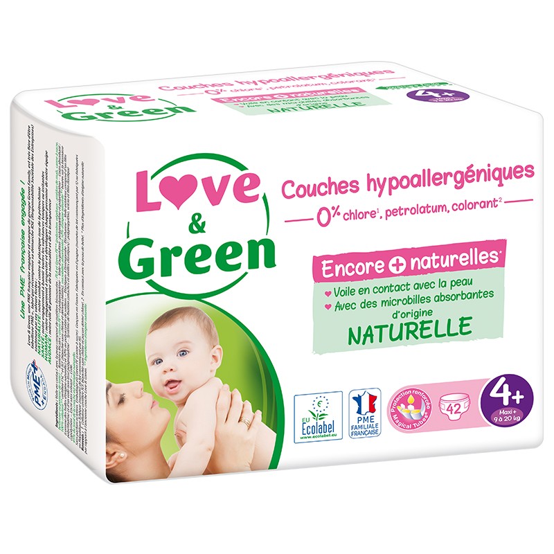 Love and Green T4+ | 6 paquets par carton - 42 couches par paquet