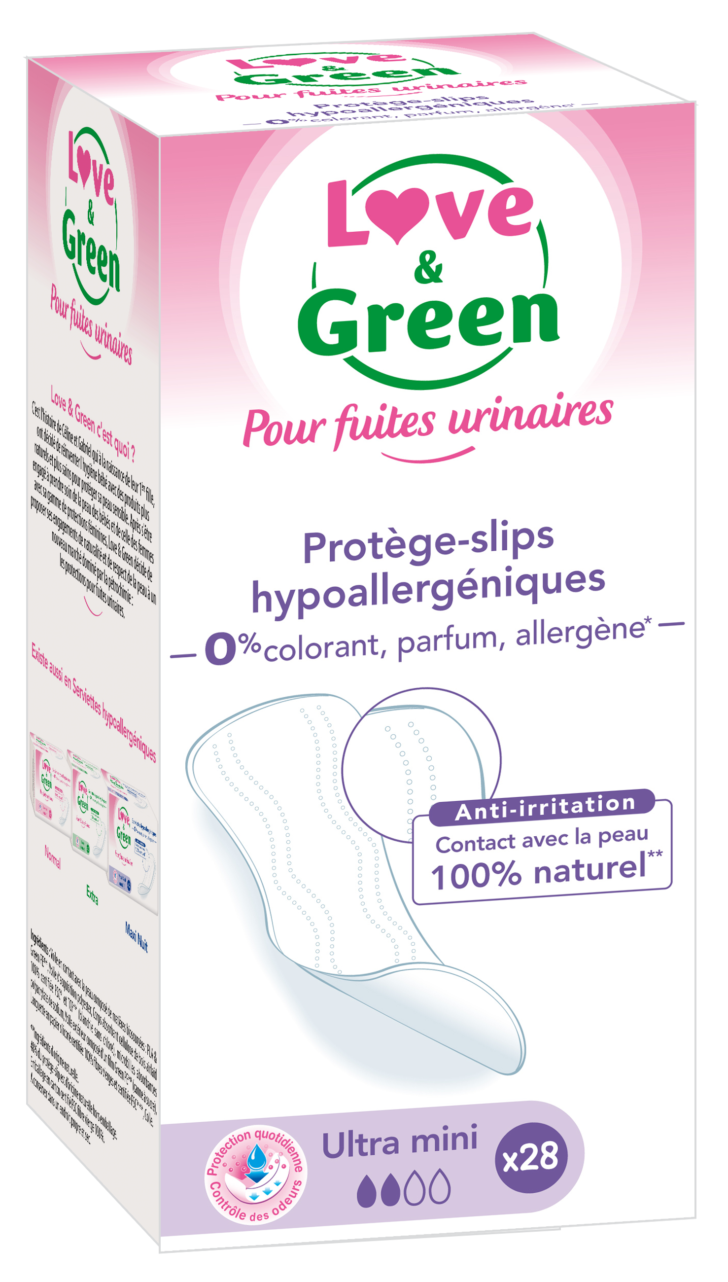 Love and Green  Protège-slips - Normal - Dentimed - A Swiss Hygiene Company