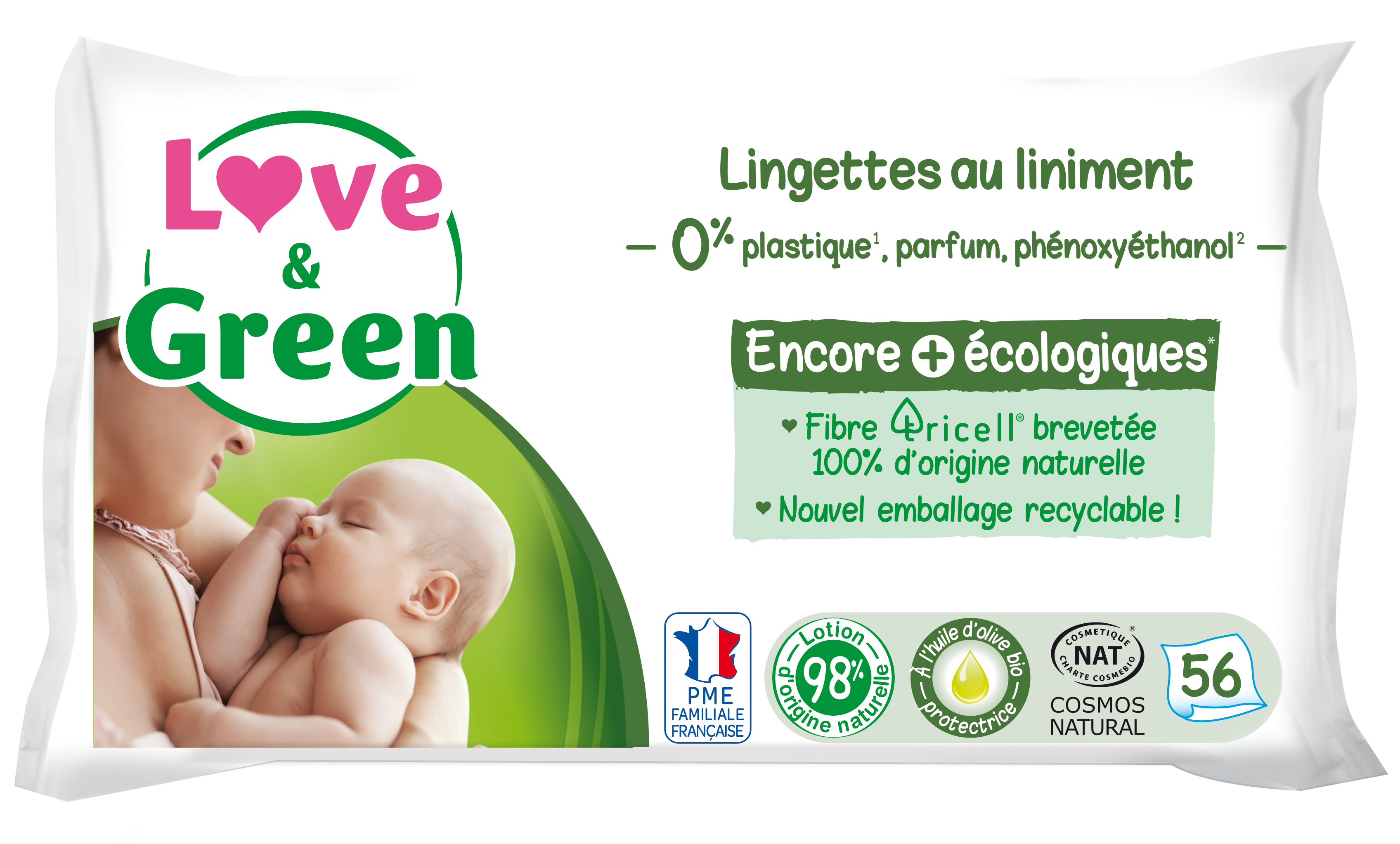 Love and Green T2  6 paquets par carton - 44 couches par paquet